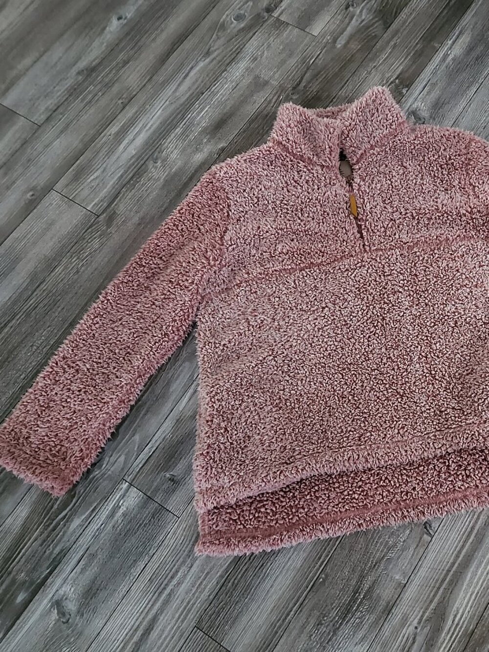 Sherpa Fleece Quarter-Zip Pullover XL Pink Oversized Style - Picture 6 of 12